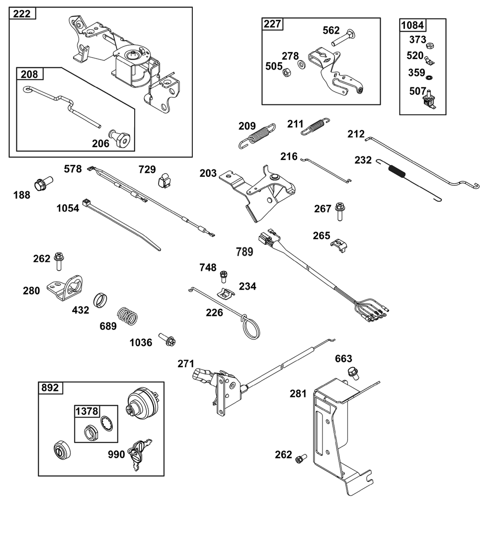 Controls Group Diagram and Parts List for 296447-0003-H5  Briggs and Stratton Engine